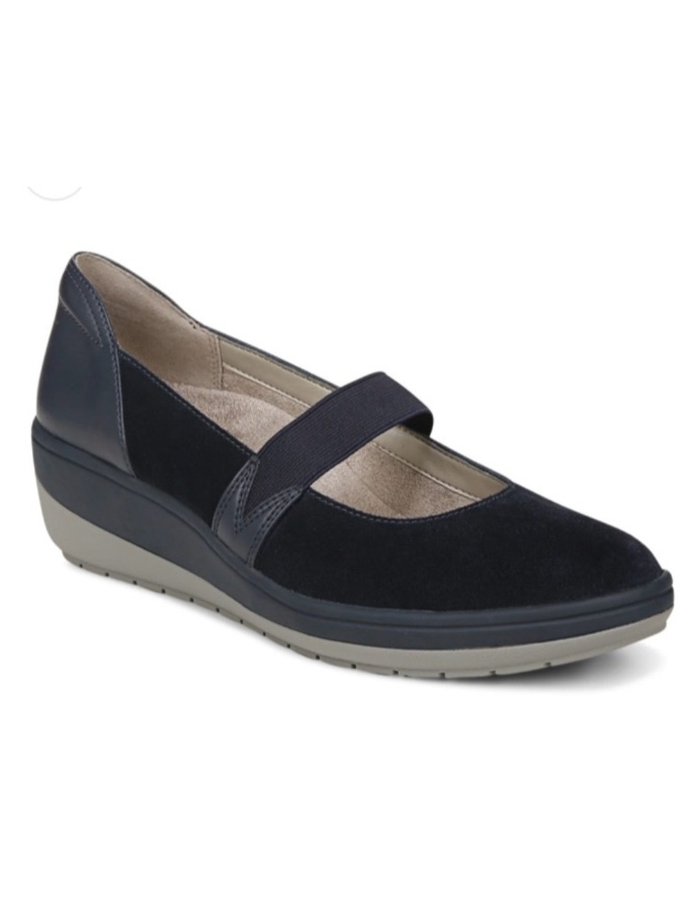 Vionic Women's Navy Suede Mary Jane Flats